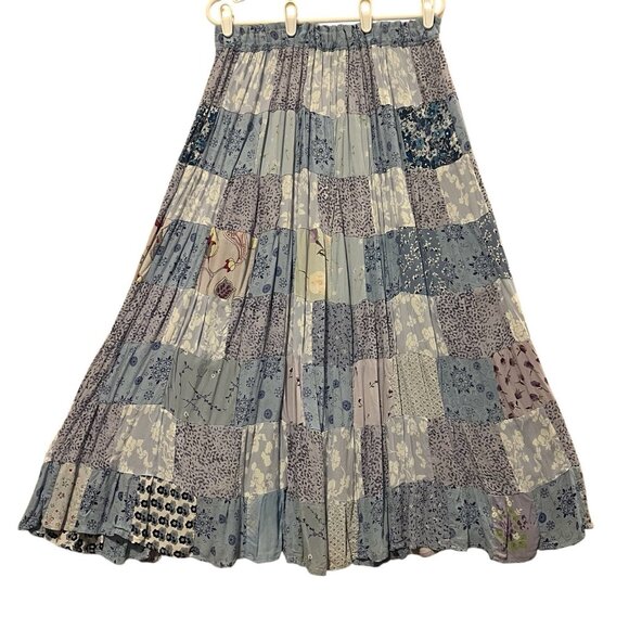 Advantage Maxi Skirt Patchwork Elastic Waist Plus Size 1X Boho Hippie Festival - Picture 2 of 10